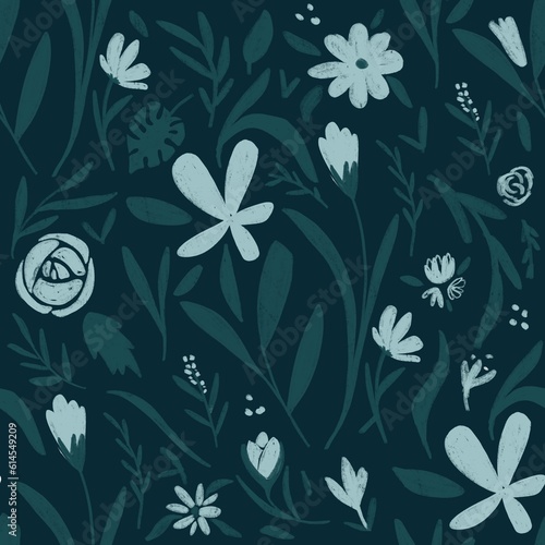 Wallpaper Mural Floral Scandinavian botanical leaf seamless pattern Torontodigital.ca