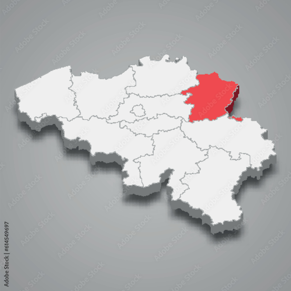 Limburg state location within Belgium 3d map