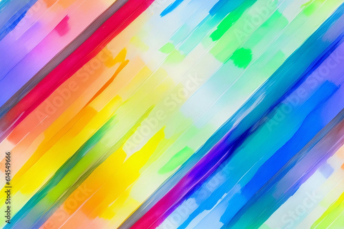 Beautiful seamless texture of multicolored background. Seamless abstract watercolor diagonal stripes . Palette, rainbow, spectrum. Generative AI