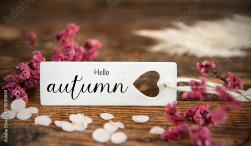 Natural Background With Label With Hello Autumn