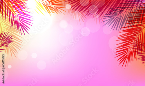 Wallpaper Mural Tropical Palm Leaves Frame And Sun Torontodigital.ca