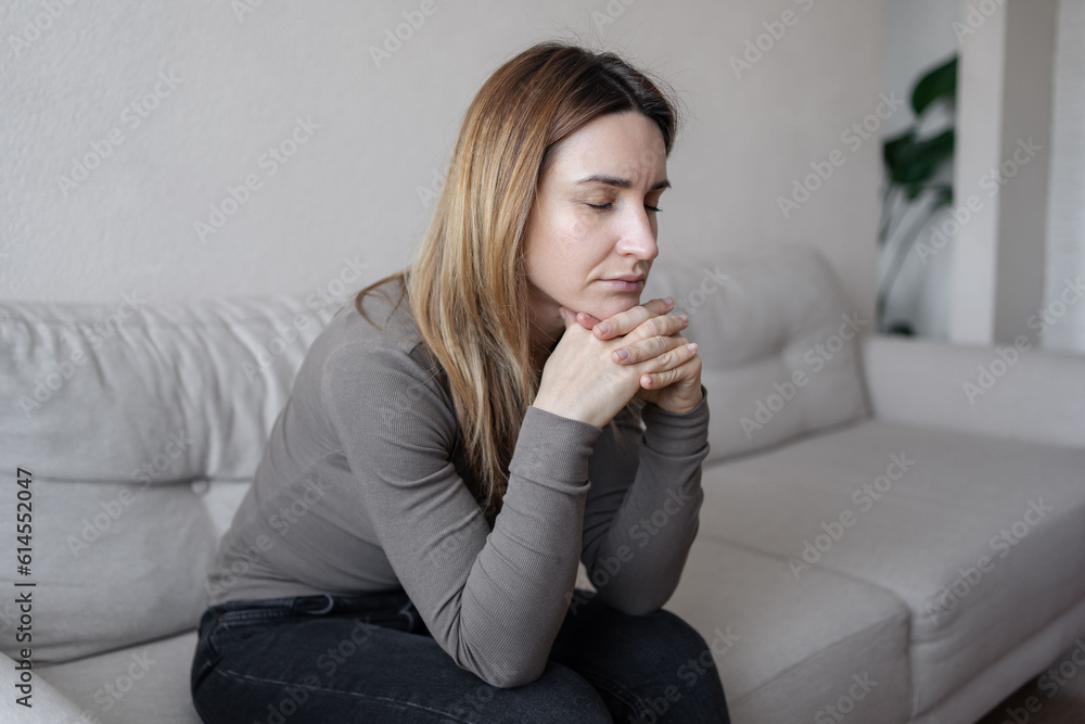 Stressed girl confused with unhappy problems, arguing with boyfriend, cry and worry about unexpected pregnancy. Depressed young woman suffering from headache, migraine, feeling stressed, sick, tired. Stressed girl confused with unhappy problems, arguing with boyfriend, cry and worry about unexpected pregnancy. Depressed young woman suffering from headache, migraine, feeling stressed, sick, tired.