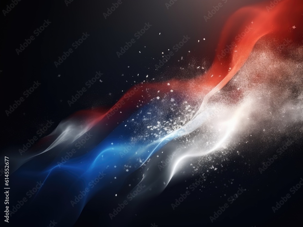 French flag concept art, national flag represented in smoke with shiny glitter particles, background graphic resource, AI French flag concept art, national flag represented in smoke with shiny glitter particles, background graphic resource, AI