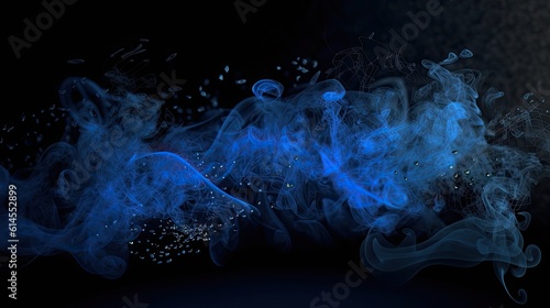 Royal blue smoke with particle effects, background image artwork, AI