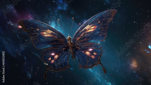 Space punk butterfly on a black background, concept for spacepunk butterfly, AI © Michael
