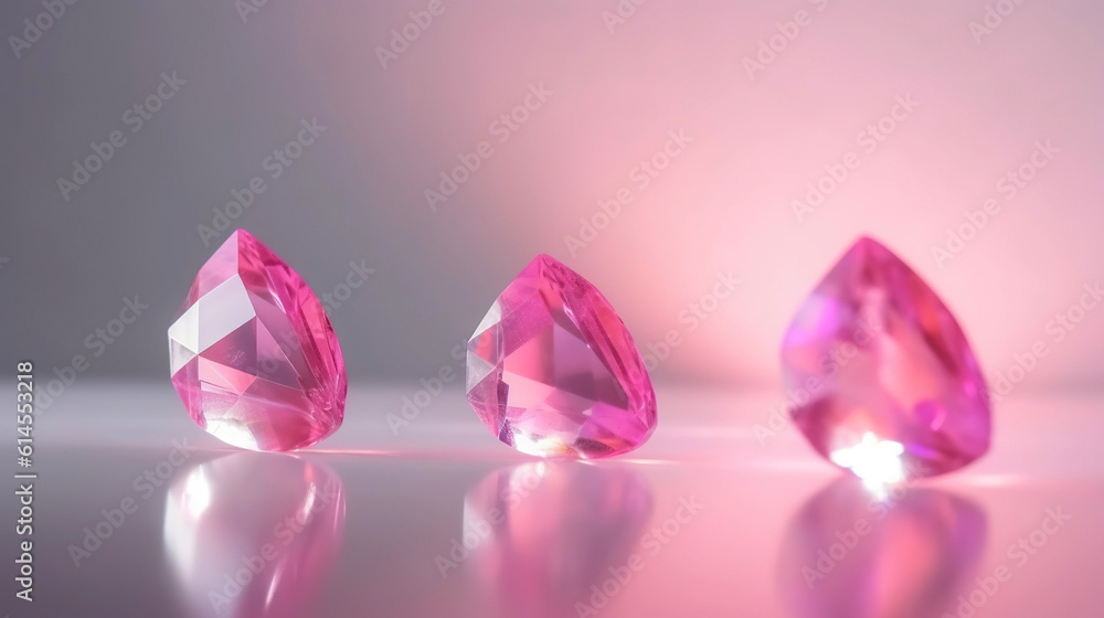 Minimalist crystals on pink background. Generative AI Minimalist crystals on pink background. Generative AI