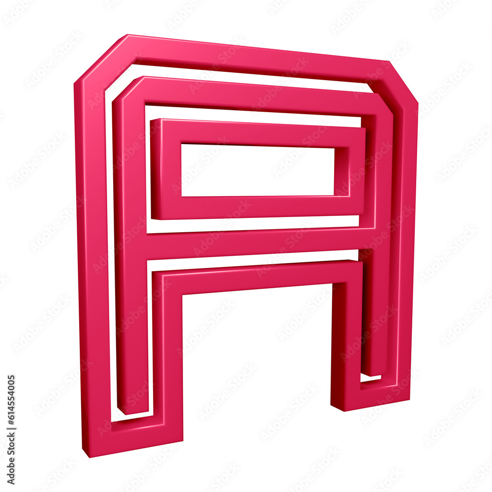 Pink alphabet letter a with border in 3d rendering for education, text concept Pink alphabet letter a with border in 3d rendering for education, text concept