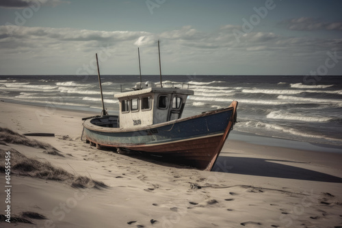 Fishing boat at the beach of baltic sea.
