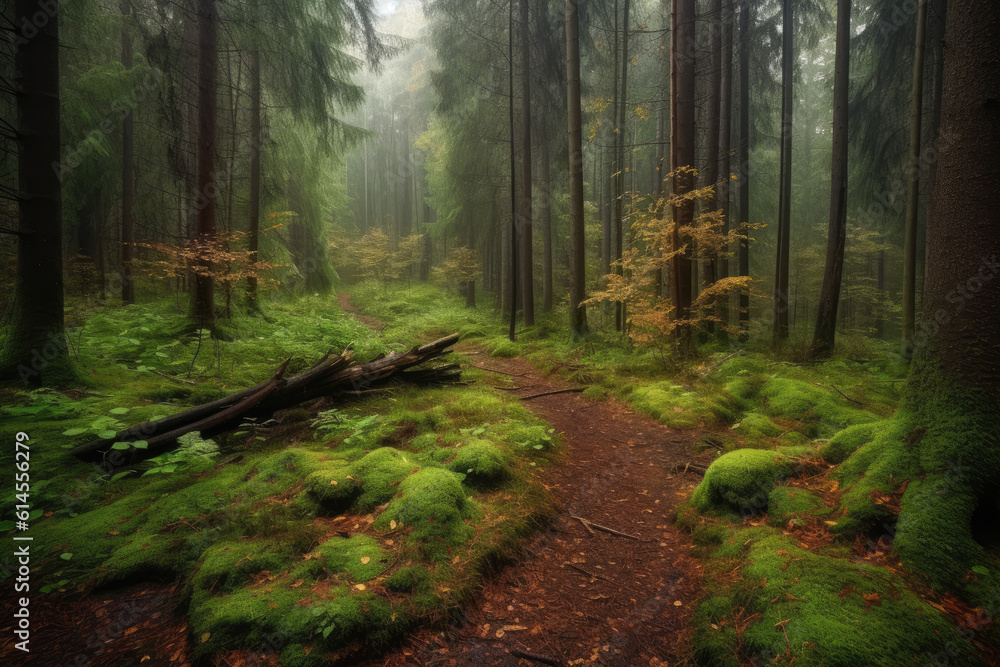 Obraz premium Beautiful forest at Karkonoski National Park, Poland.