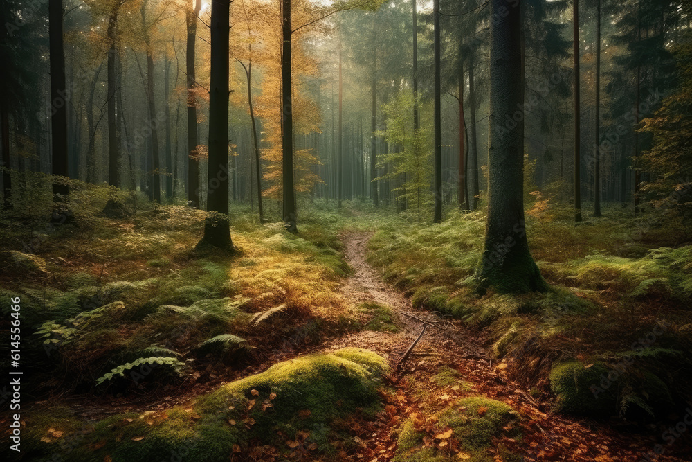 Obraz premium Beautiful forest at Karkonoski National Park, Poland.