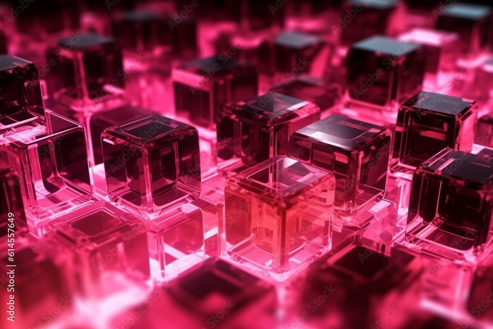 Transparent Cubes Background, red pink Glass Cube Pattern, Geometric 3d Crystals, Abstract Transparent Cubes Background, red pink Glass Cube Pattern, Geometric 3d Crystals, Abstract