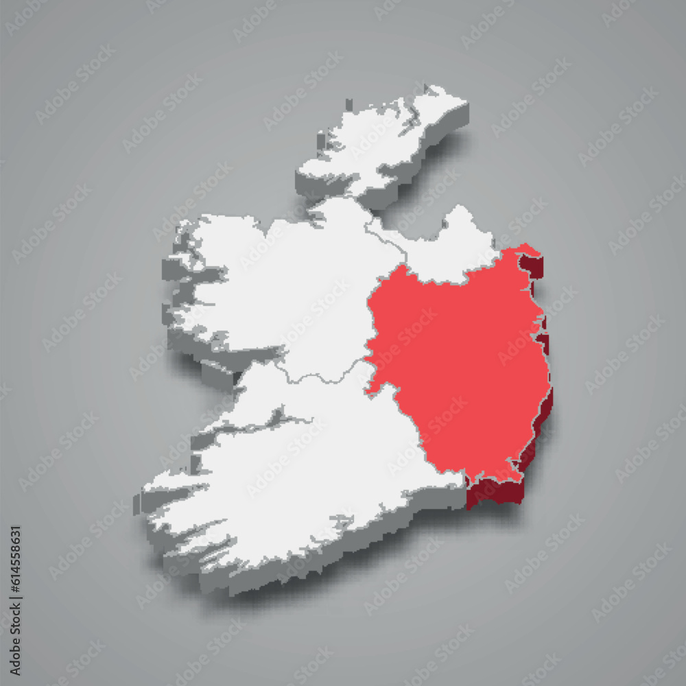 Leinster province location within Ireland 3d map Leinster province location within Ireland 3d map