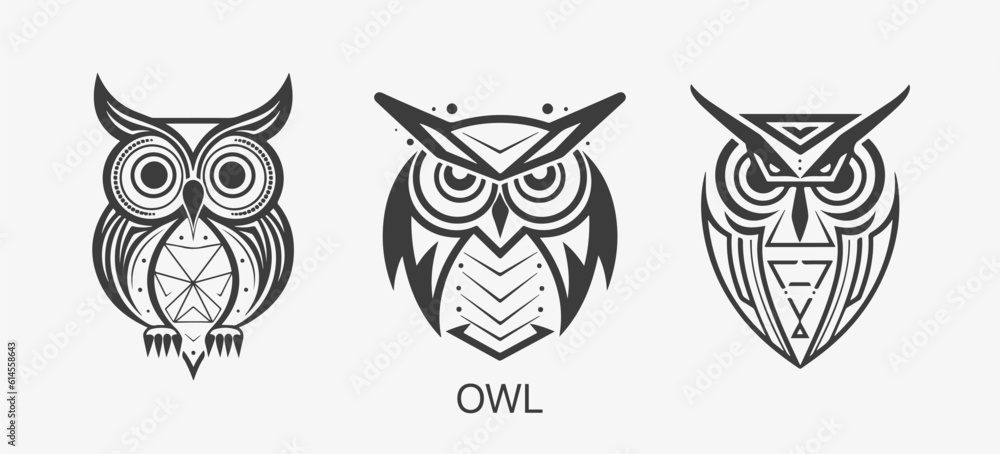 Modern abstract Owl logo template. Owl bird line art. Modern abstract Owl logo template. Owl bird line art.