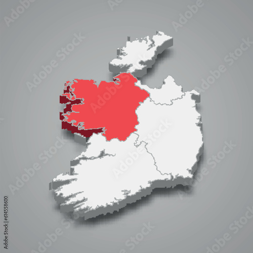 Connacht province location within Ireland 3d map