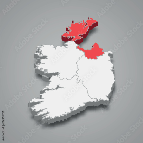 Ulster province location within Ireland 3d map photo