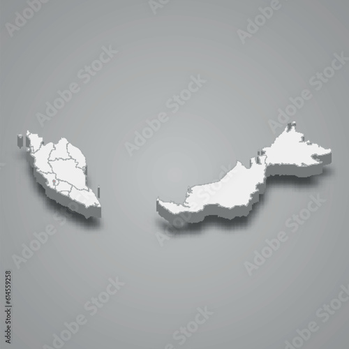Kuala Lumpur state location within Malaysia 3d map