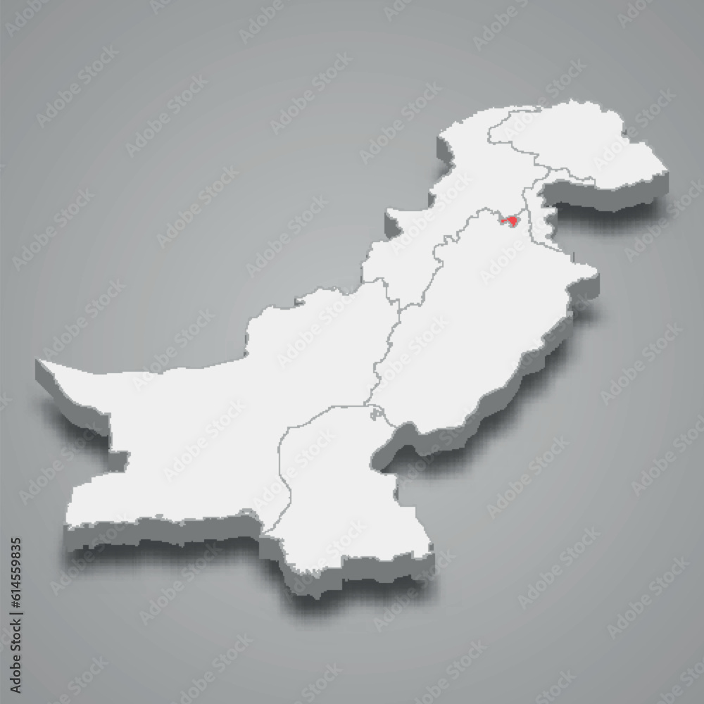 Islamabad city location within Pakistan 3d imap