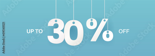 Wide turquoise banner. 30 percent off banner.