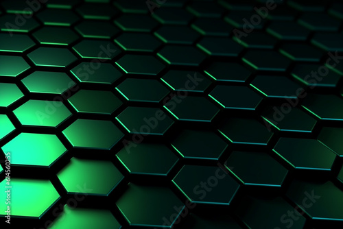Abstract background formed from green hexagons , Glass green Pattern, Geometric Crystals, Abstract