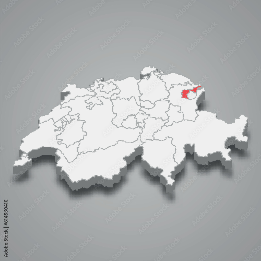 Appenzell Ausserrhoden cantone location within Switzerland 3d map