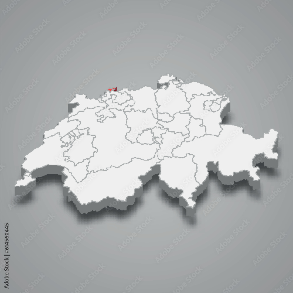 Basel-City cantone location within Switzerland 3d map
