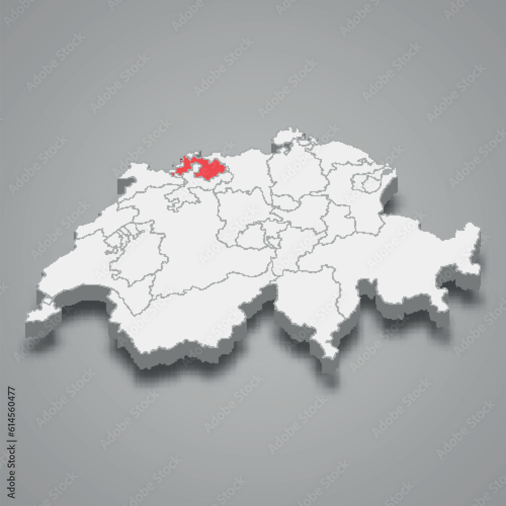 Basel-Country cantone location within Switzerland 3d map