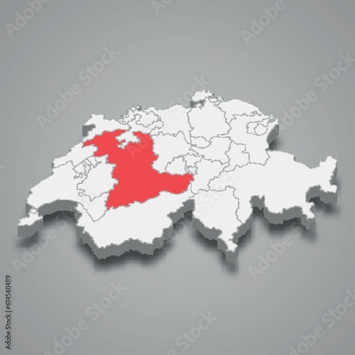Bern cantone location within Switzerland 3d map