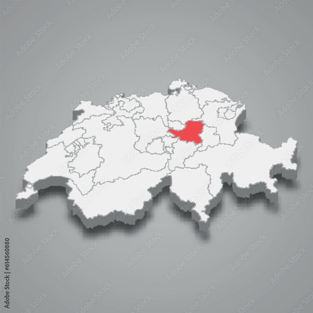Schwyz cantone location within Switzerland 3d map