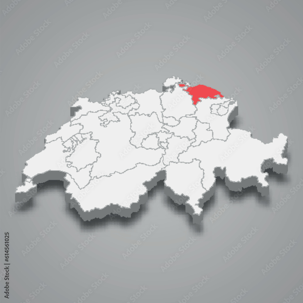 Thurgau cantone location within Switzerland 3d map