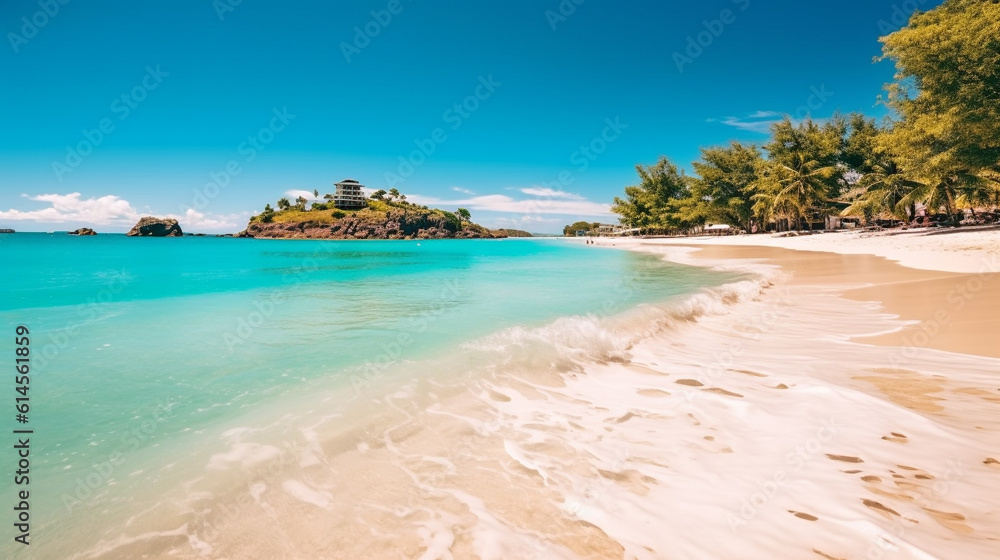 Fototapeta premium Caribbean beach with white sands and clear ocean