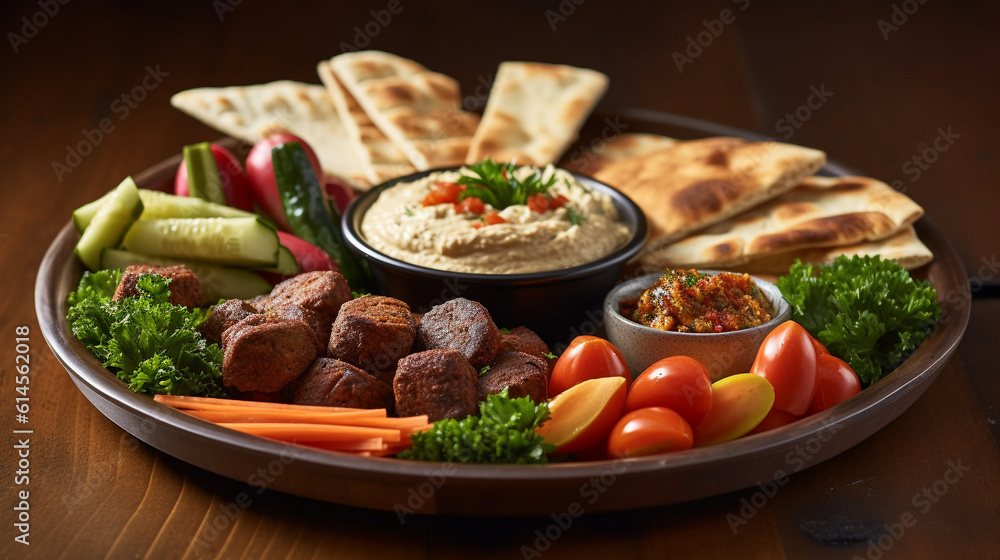 Mediterranean mezze with hummus falafel