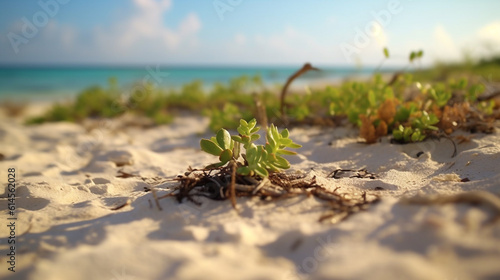 Plant growing on the beach
