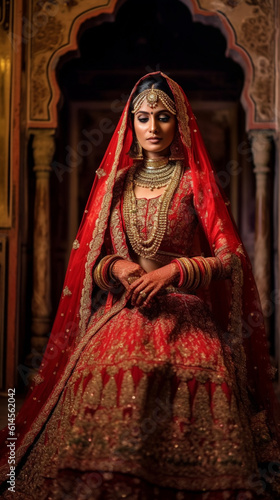 Indian bride in a red dress, pakistani bride in a red lengha