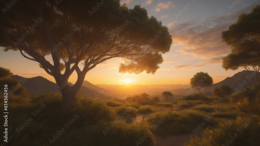 Fototapeta premium sunset in the woods