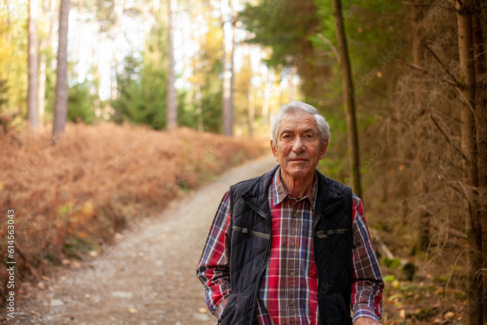 Portrait of an elderly man in a forest. Selective focus. Portrait of an elderly man in a forest. Selective focus.