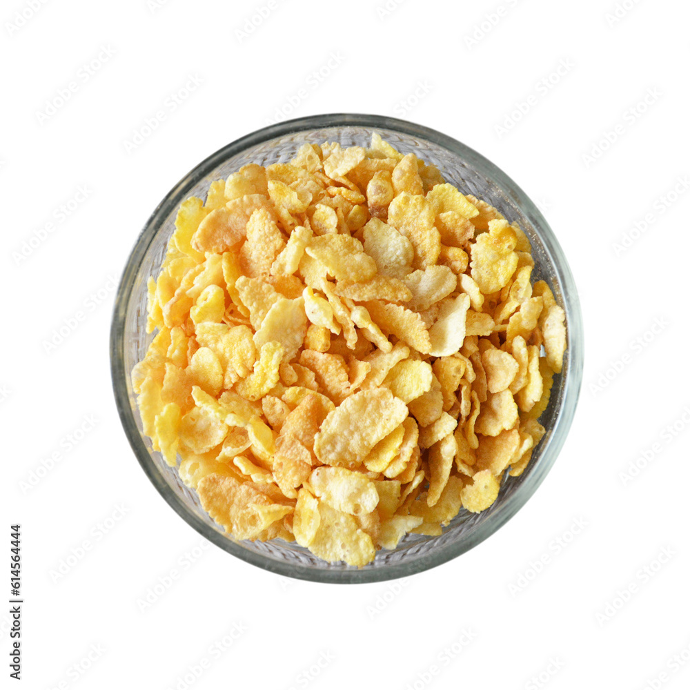 Cornflakes in a bowl isolated on white background Cornflakes in a bowl isolated on white background