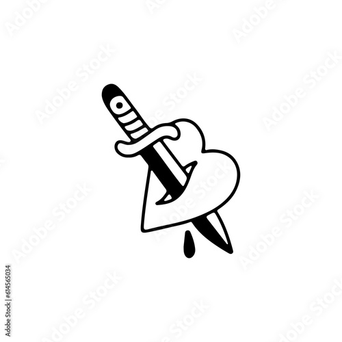 vector illustration of knife pierced heart