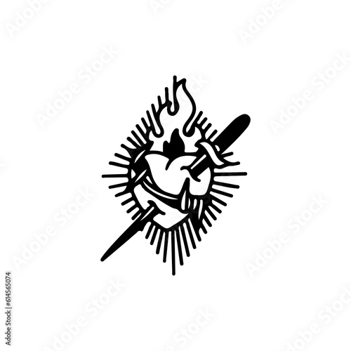 vector illustration of a heart pierced by a dagger