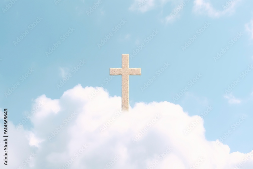Large Christian cross among the heavenly clouds. Large Christian cross among the heavenly clouds.