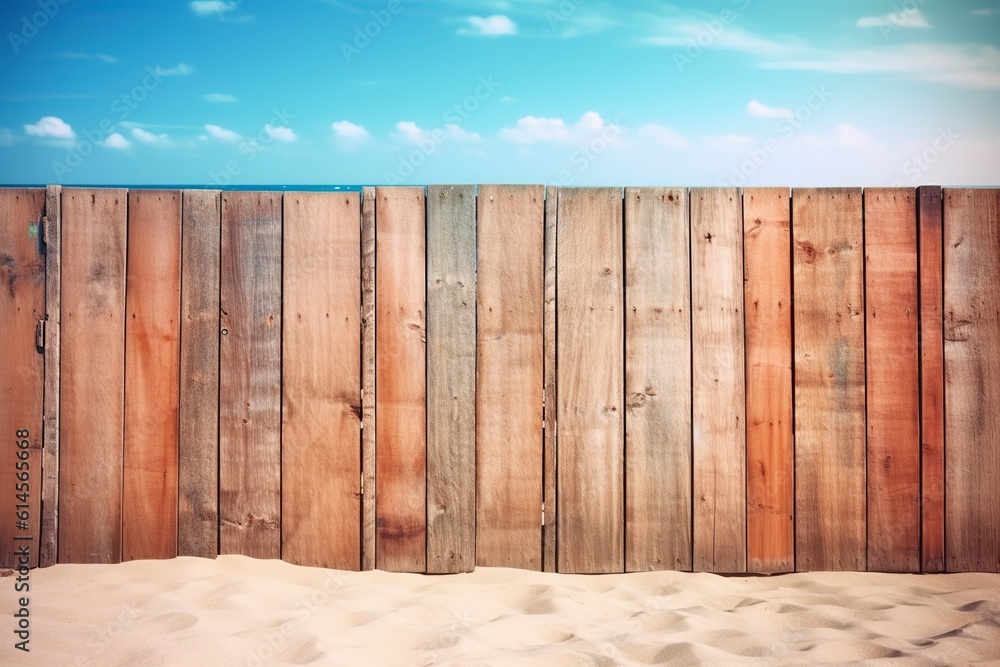 On the sand of the beach, a wooden board for advertising, copy space. On the sand of the beach, a wooden board for advertising, copy space.