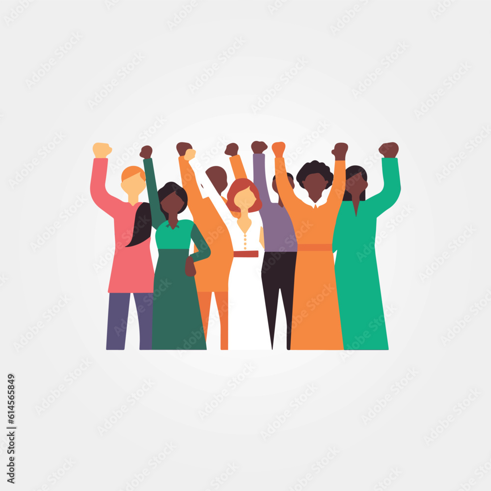 group of people with arms up for social equality group of people with arms up for social equality