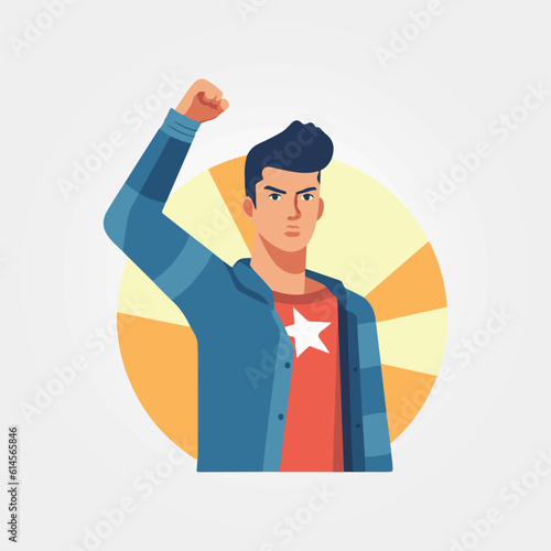 man with arm up for racial ethnic diversity
