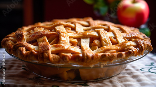 Caramel apple pie with a flaky crust