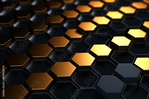 abstract gold background with hexagons tec