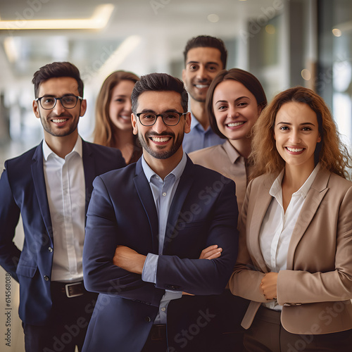 a group of people smiling