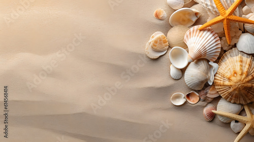 a group of seashells and rocks on sand © Wonder AI Studios