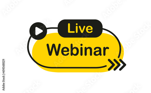 Live Webinar Button, icon, emblem. Live stream label. Vector illustration