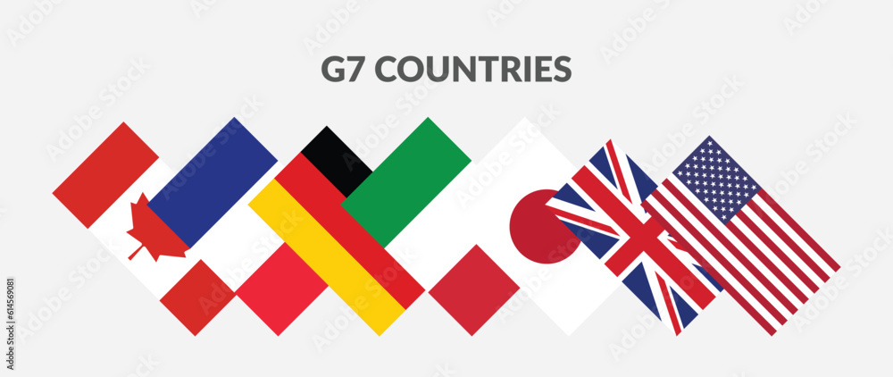 The G7 - Group of Seven Countries Rectangle flag icon set. The G7 - Group of Seven Countries Rectangle flag icon set.