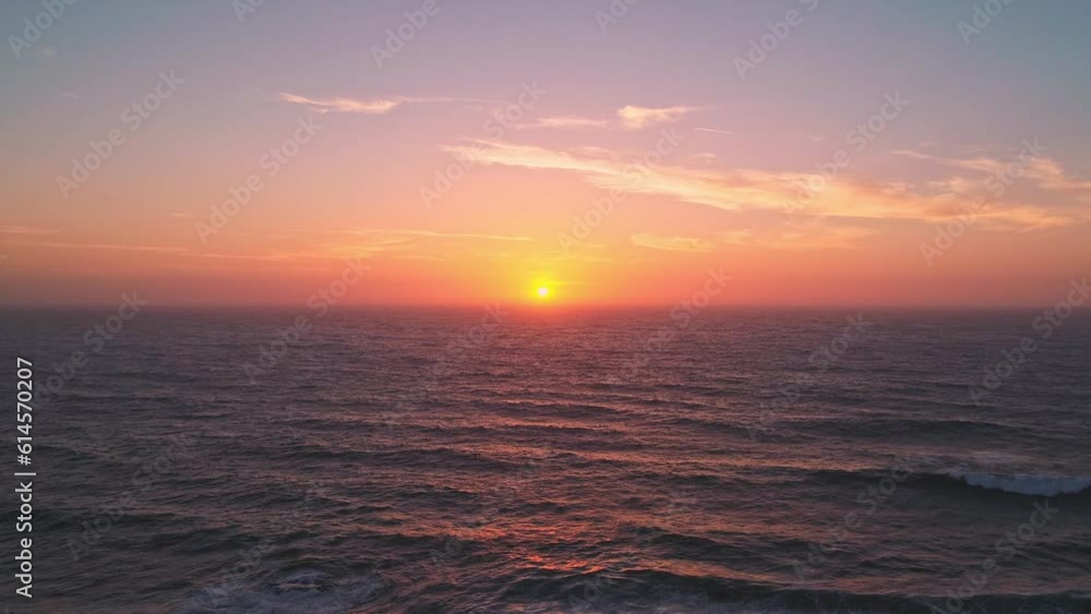 Aerial view of sunset over the sea