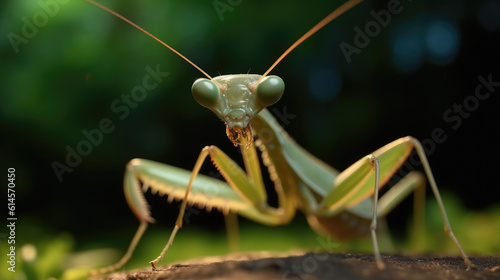 A close up image of mantis insect at morning